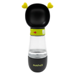 Black and yellow pet water bottle with 'nunbell' branding on a white background