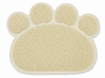 Beige paw-shaped mat on a white background