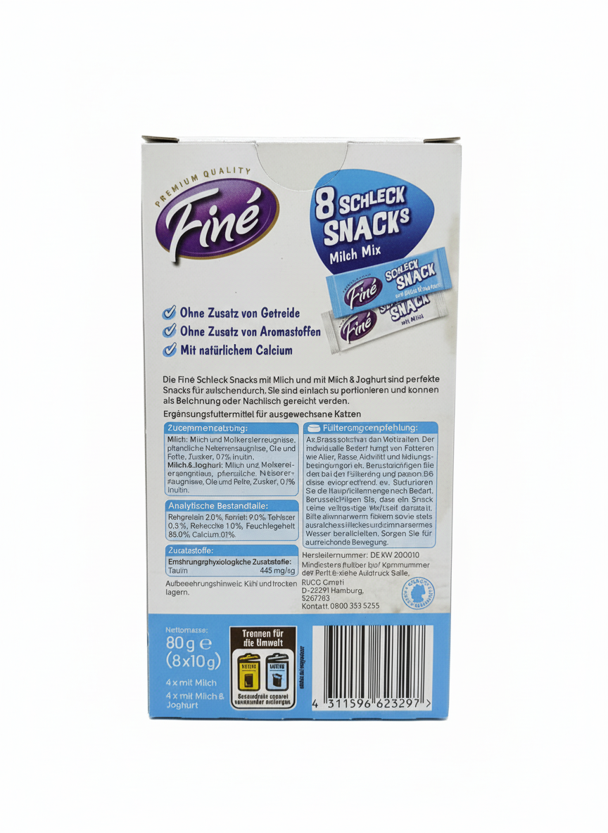 Fine Creamy Cat 8 Snack with Milk 80g.