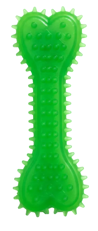 Green textured dog toy on a white background