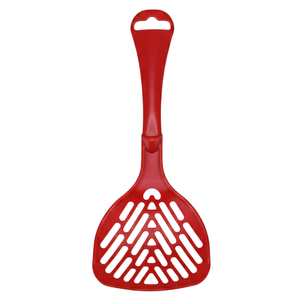 Red pet hair removal tool on a white background