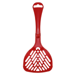 Red pet hair removal tool on a white background