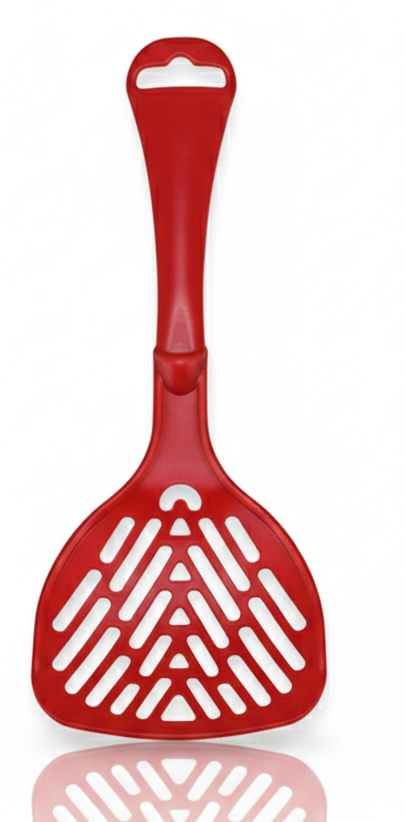 Red pet hair removal tool on a white background