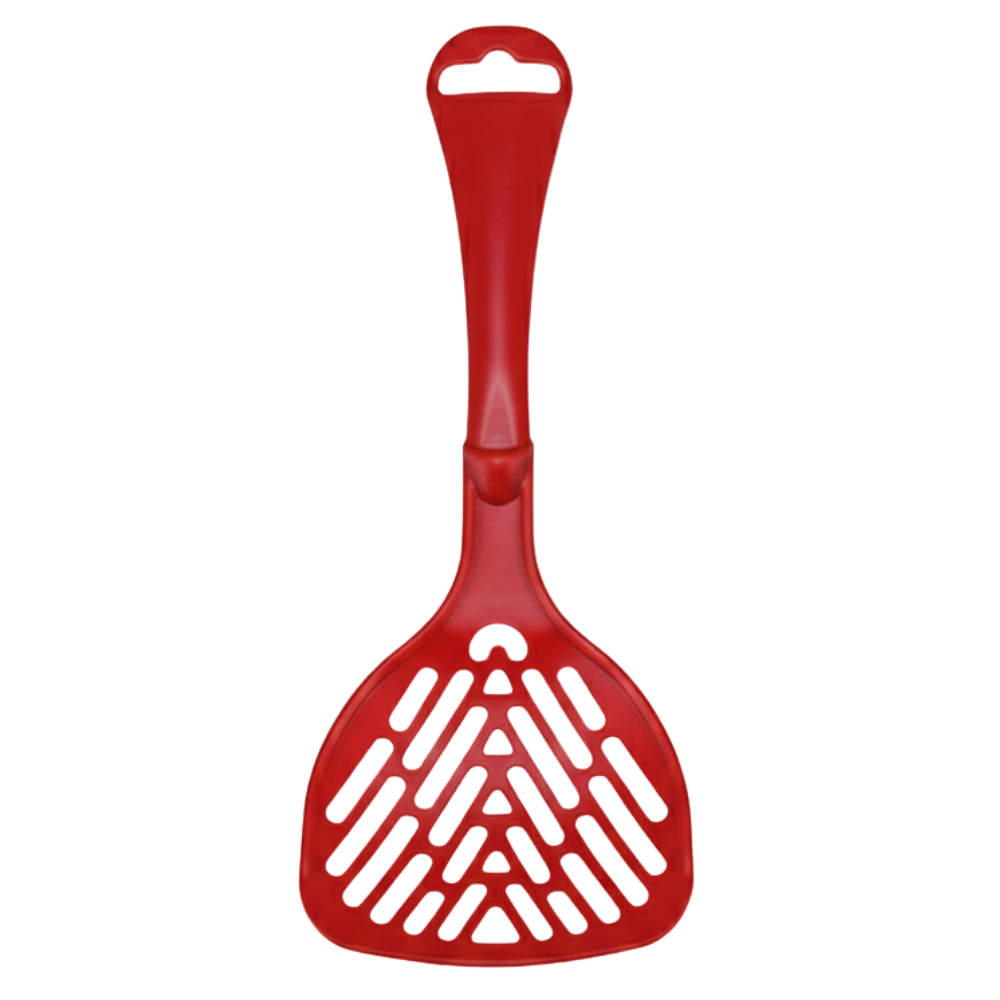 Red pet hair removal tool on a white background