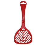 Red pet hair removal tool on a white background