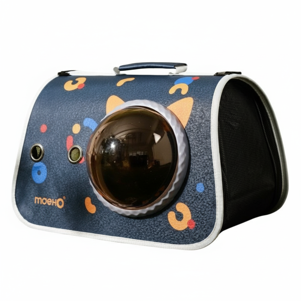 Pet Carrier Backpack Blue Cat Ears for Cats and Small Dogs