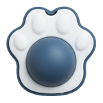 White paw-shaped object with a blue ball in the center on a white background