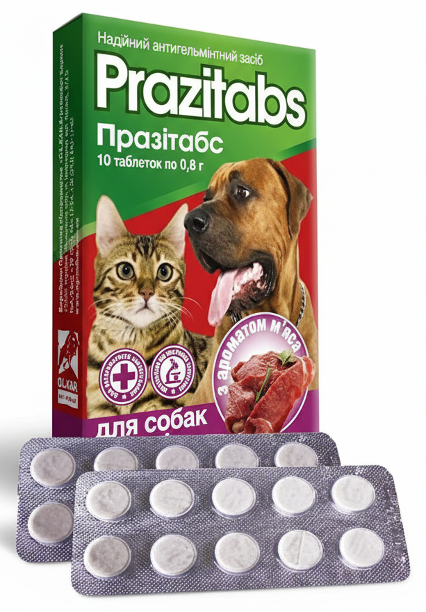 Prazitabs Deworming Tablets for Pets (Meat Taste) - 10 tablets