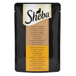 Sheba cat food pouch with black background