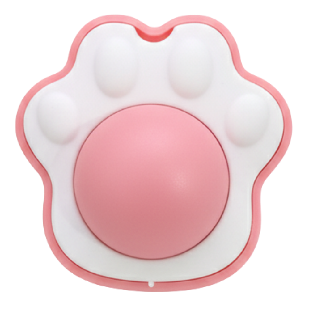Pink paw-shaped object on a white background