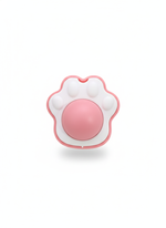 Pink paw-shaped object on a white background