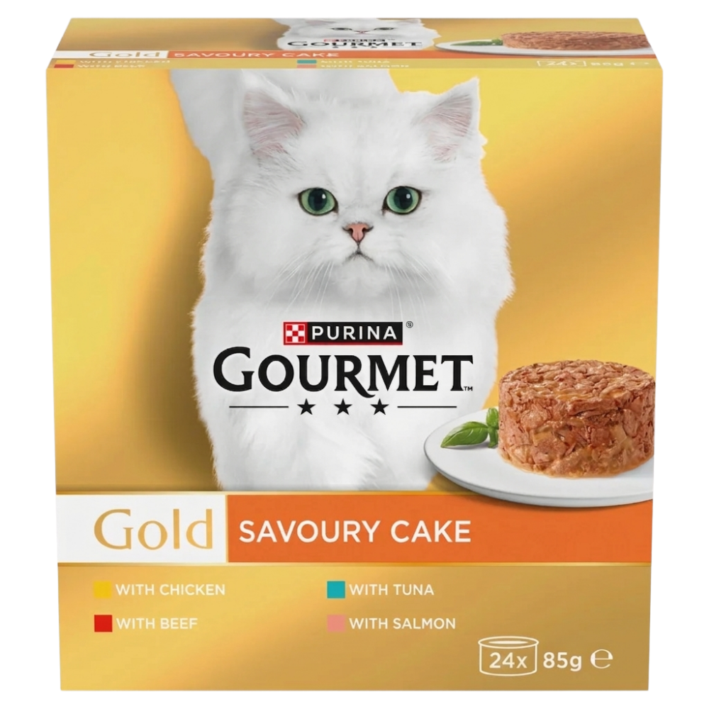 Package Gourmet Gold Savoury Cake 24Cans 4Flavor (Chicken-Beef-Salmon-Tuna) Petfast.shop Gourmet Cat Exclude Food Wet Food petfast.shop EgyptDefault Title 2850.00