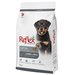Reflex puppy food package with a dog on the label on a white background