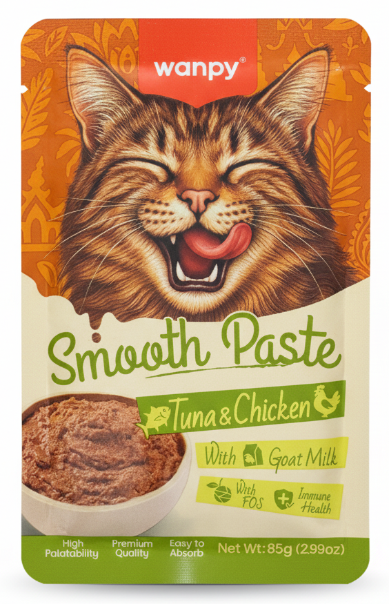 Wanpy Cat Smooth Paste Tuna & Chicken Pouch 85g