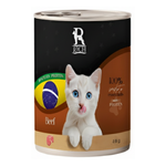 Can of Rich cat food with a white cat on the label