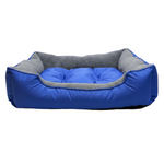Blue and gray pet bed on a white background
