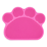 Pink paw-shaped mat on a white background
