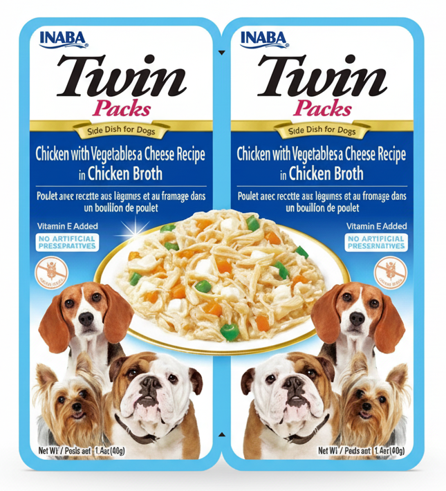 Twins Packs Chicken with Vegetables & Cheese for dogs 80g.