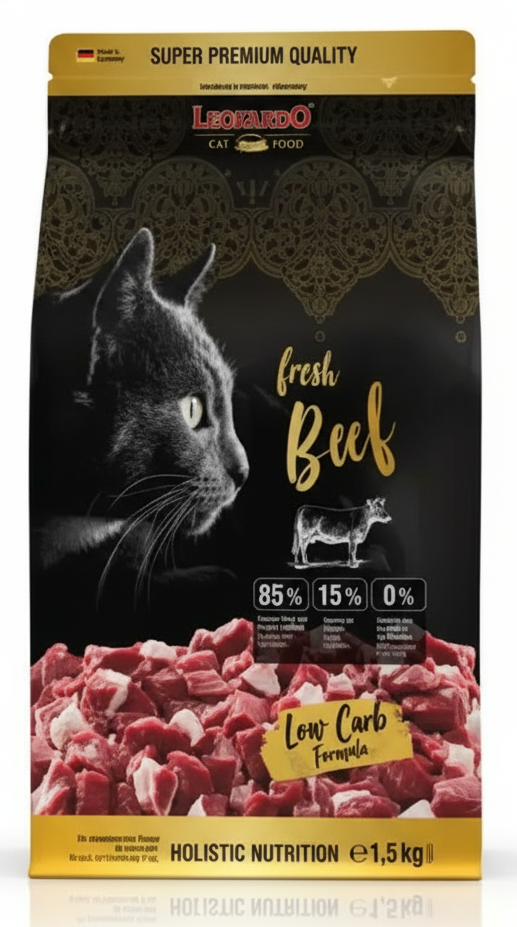 Leonardo GF and holistic Dry Food For adult Cats With Fresh Beef 1.5 Kg.