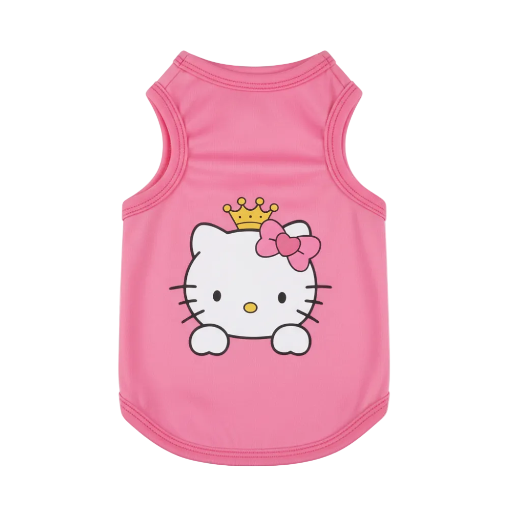 Pink pet tank top with Hello Kitty design on a white background