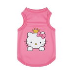 Pink pet tank top with Hello Kitty design on a white background