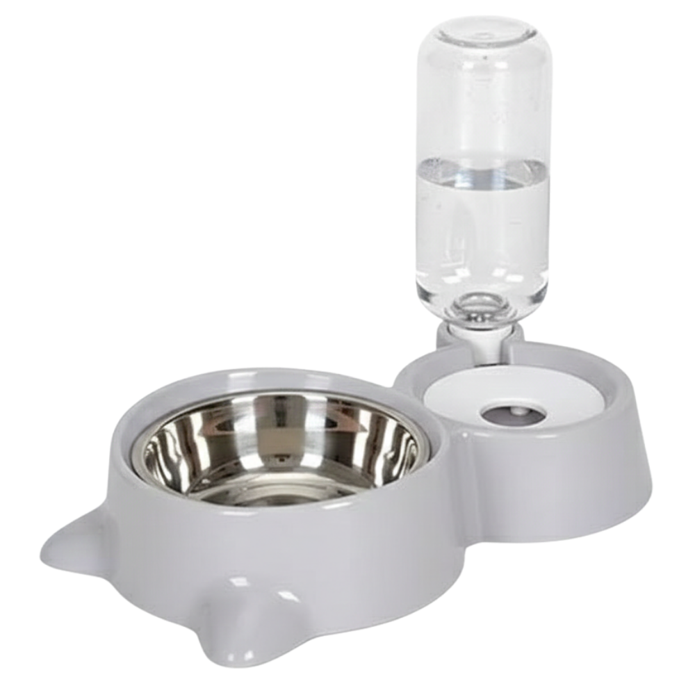 Pet water bottle and bowl set on a white background