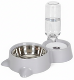Pet water bottle and bowl set on a white background