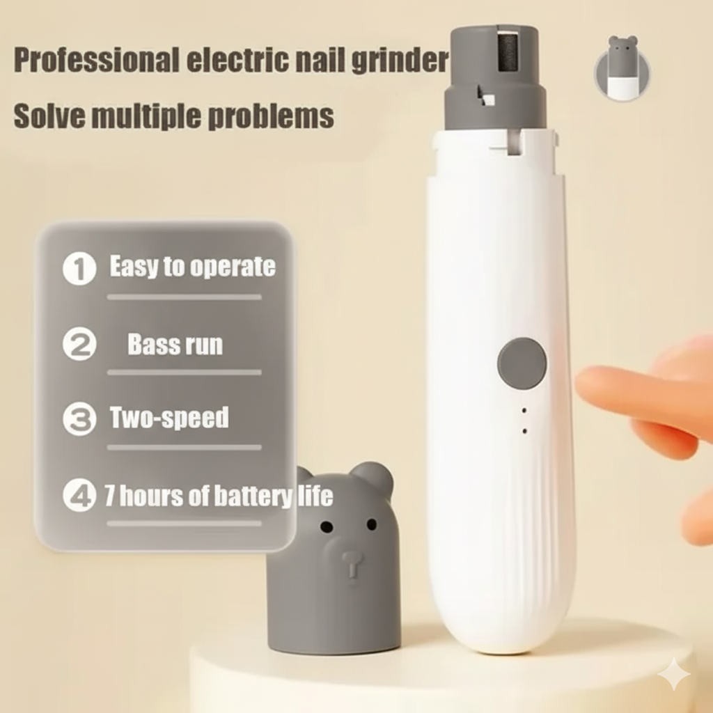 Super Quiet Electric Pet Nail Trimmer with LED Light.