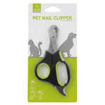 Pet nail clipper on its packaging with branding and illustrations of pets.