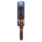 Naomi Small Brown Dog Collar with Bow.