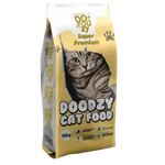 Doodzy cat food packaging with a cat on it