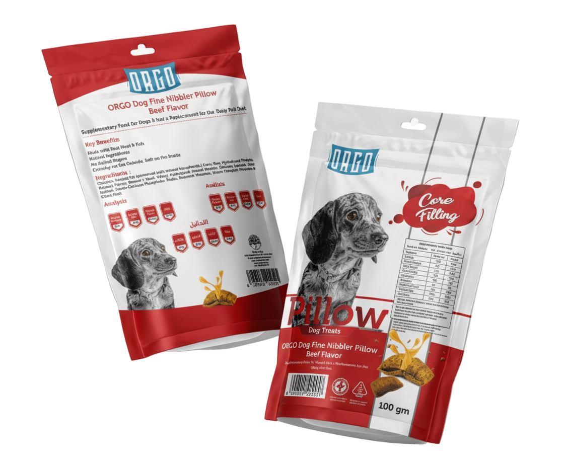 ORGO Pillow Dog Treats with Beef 100gm.