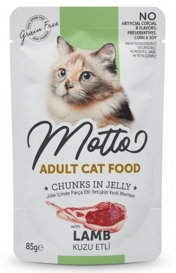 Motto Pouch Adult Cat Food Lamb 85g.