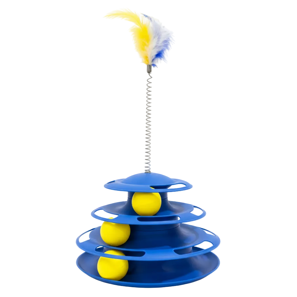 Tumbler Wheel Cat Toy 3 Floor with feather.