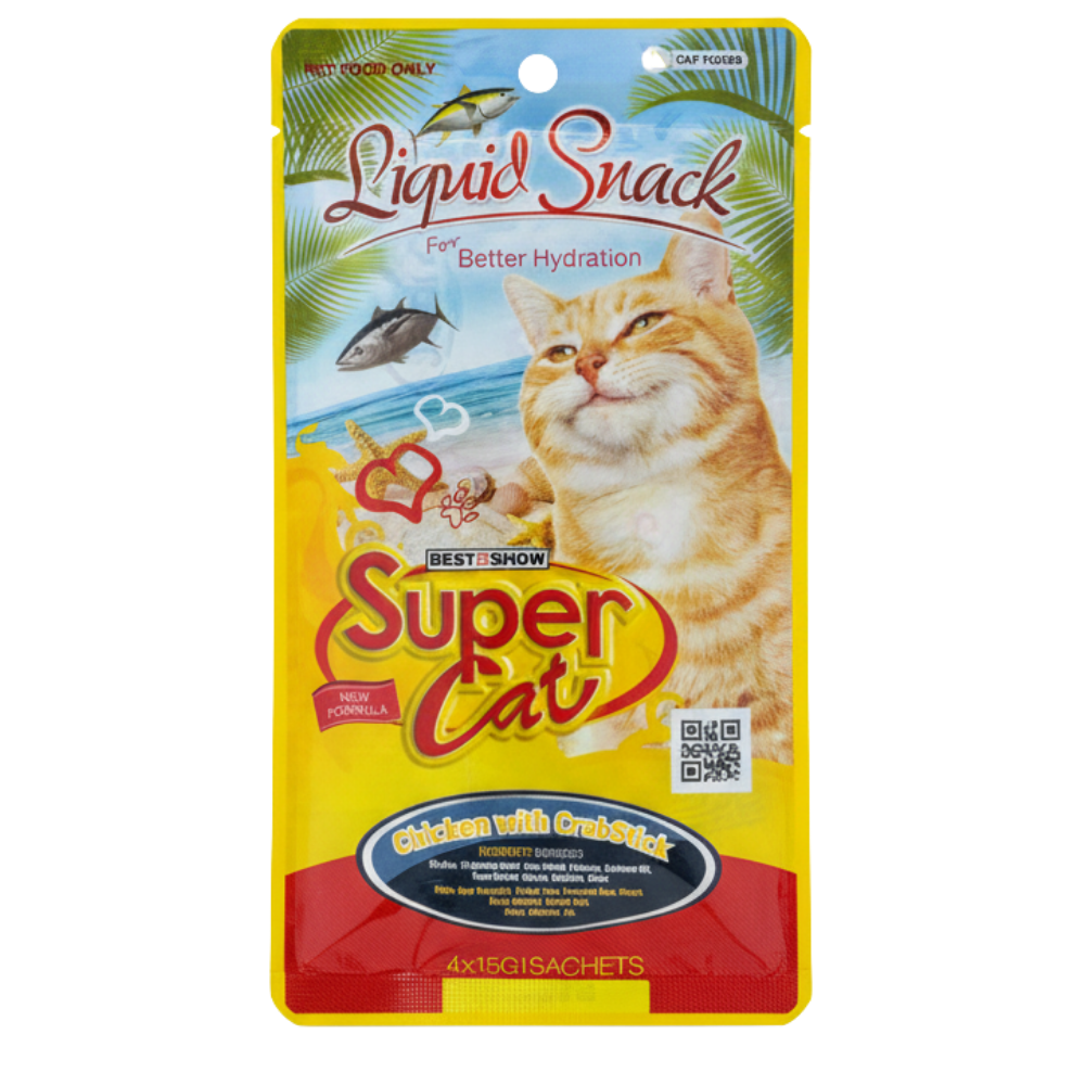 Super Cat Liquid Snack Chicken & Crab Stick 4*15g Petfast.shop Super Cat Cat Exclusive Liquid Treat Treats petfast.shop Egypt PSU3954S Default Title 175.00