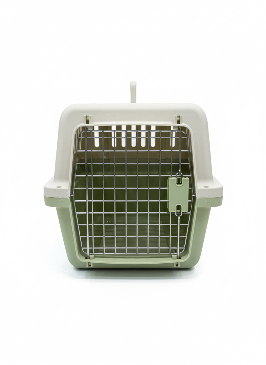 Naomi Pet Crate Green- With Bowl and Plastic Pad 50*34.5*34cm.