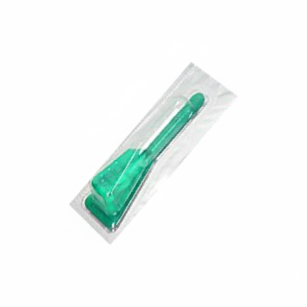 Green tool in clear packaging on a white background