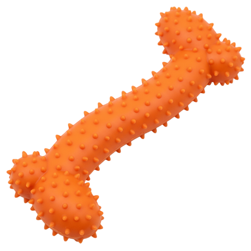 Orange textured dog toy on a white background