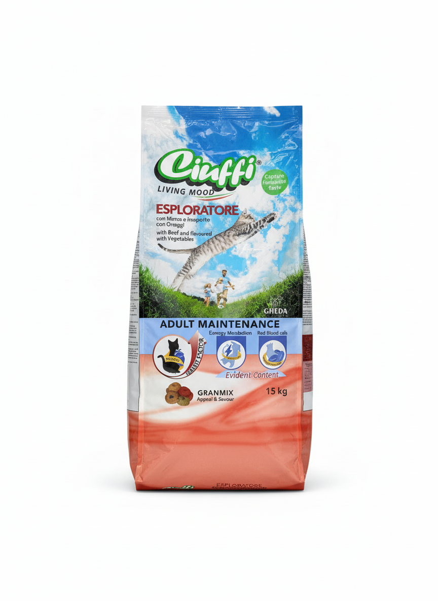 Ciuffi Dry Food For Cats Adult Complete Beef 15kg.