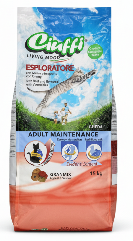 Ciuffi Dry Food For Cats Adult Complete Beef 15kg.