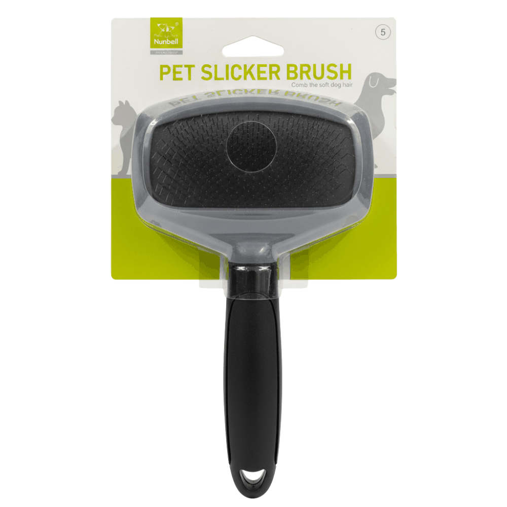 Pet slicker brush on a white background with packaging