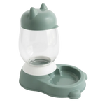 Green pet water bottle and bowl set on a white background