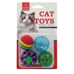 Cat toys set with colorful balls on a Nunbell branded packaging
