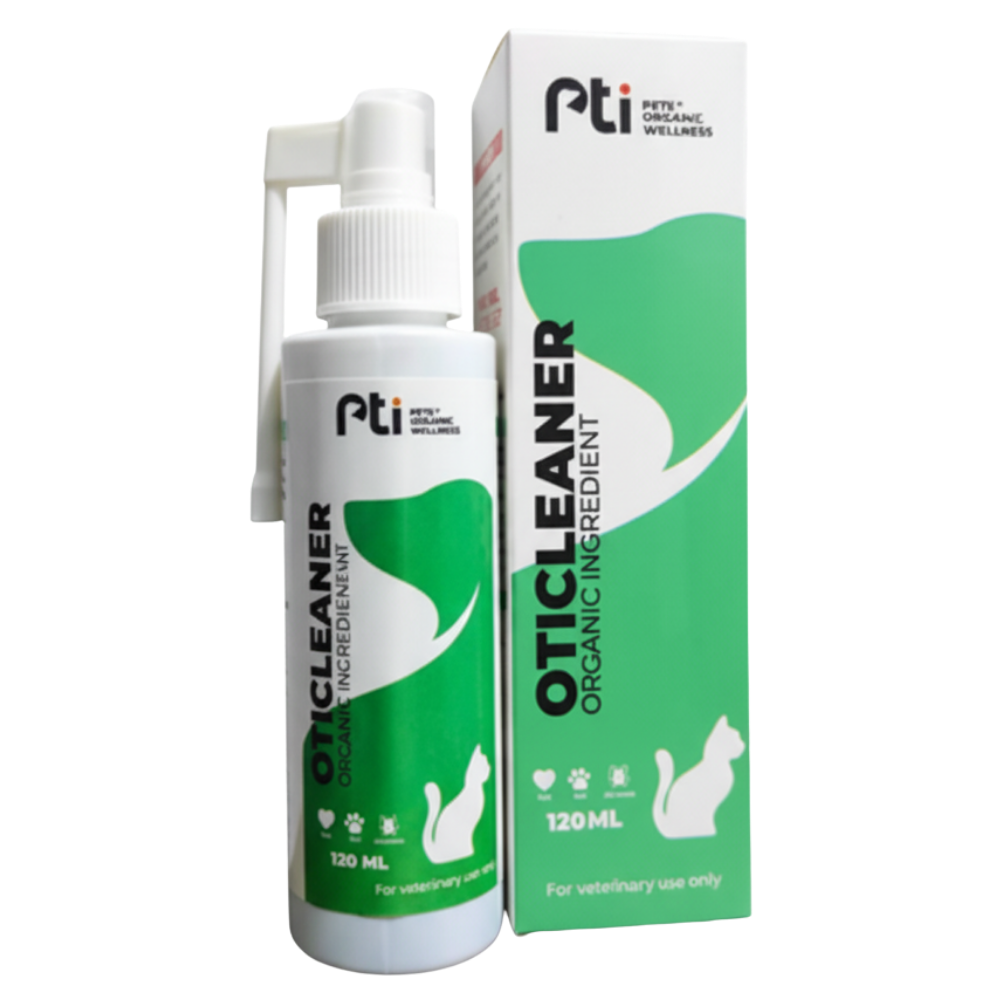 PTI Otic Cleaner bottle and packaging on a white background