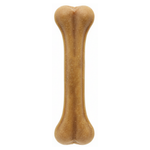 Dog bone-shaped chew toy on a white background