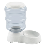 White pet water and food dispenser on a white background