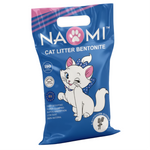 Naomi cat litter packaging with a cartoon cat on a white background