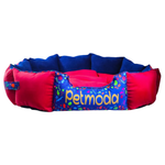 Pink and blue pet bed with 'Petmoda' branding on a white background