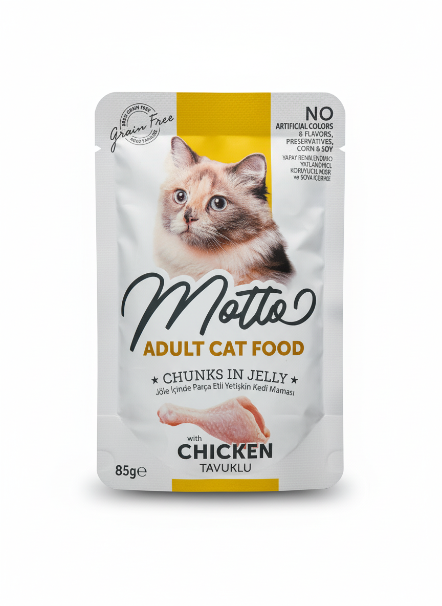 Motto Pouch Adult Cat Food Chicken 85g.