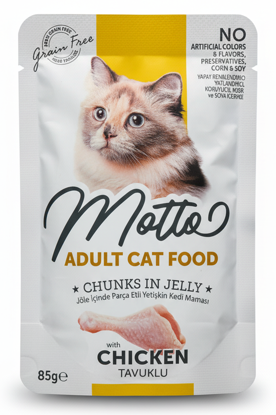 Motto Pouch Adult Cat Food Chicken 85g.